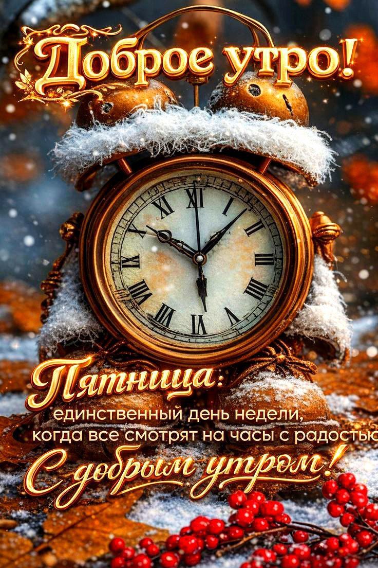 Доброе утро! Пятница: единственный день недели, когда все смотрят на часы с радостью. С добрым утром!
