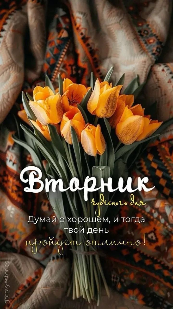 Вторник чудесного дня
Думай о хорошем, и тогда твой день пройдет отлично!