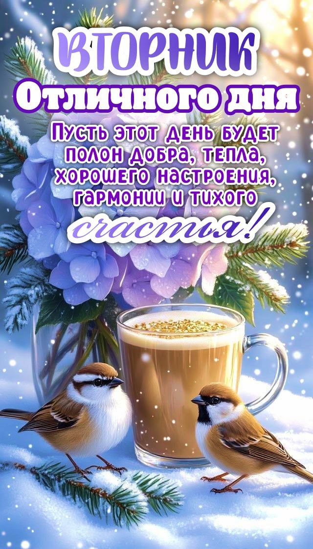 ВТОРНИК Отличного дня Пусть этот день будет полон добра, тепла, хорошего настроения, гармонии и тихого счастья!