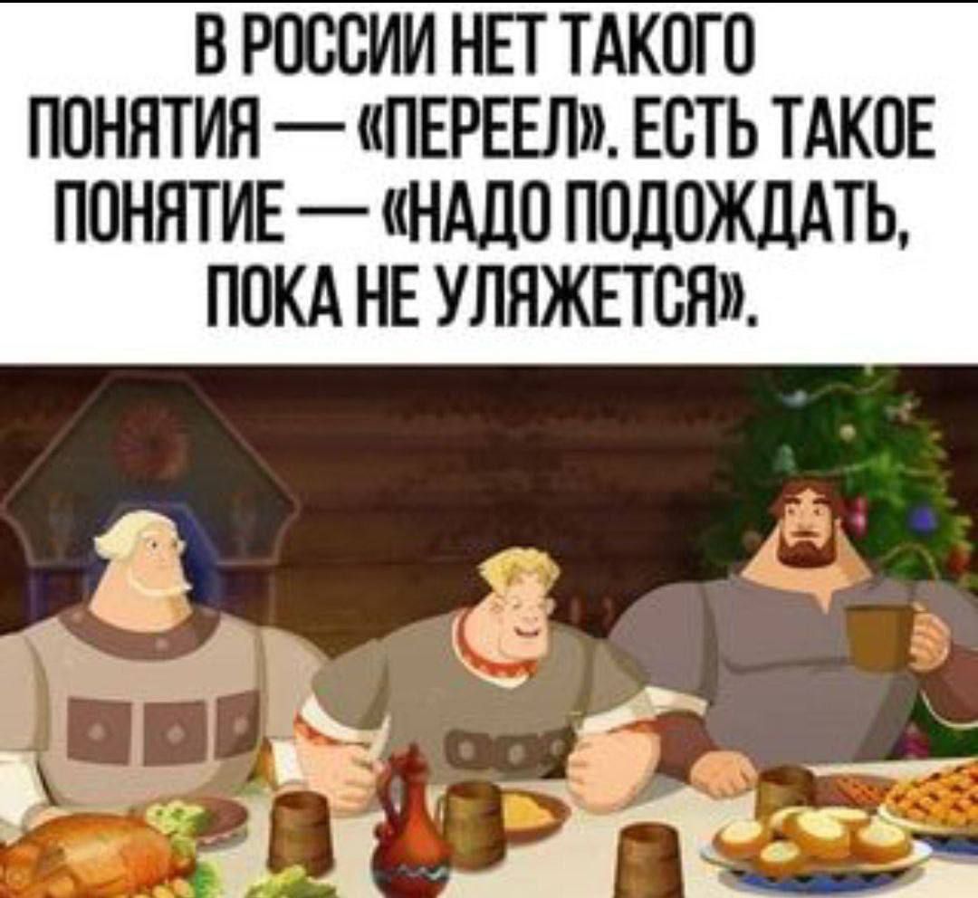 В РОССИИ НЕТ ТАКОГО ПОНЯТИЯ — «ПЕРЕЕЛ», ЕСТЬ ТАКОЕ ПОНЯТИЕ — «НАДО ПОДОЖДАТЬ, ПОКА НЕ УЛЯЖЕТСЯ».