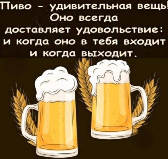 Пиво - удивительная вещь. Оно всегда доставляет удовольствие: и когда оно в тебе входит и когда выходит.