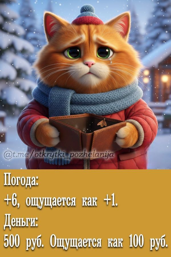 Погода: +6, ощущается как +1. Деньги: 500 руб. Ощущается как 100 руб.