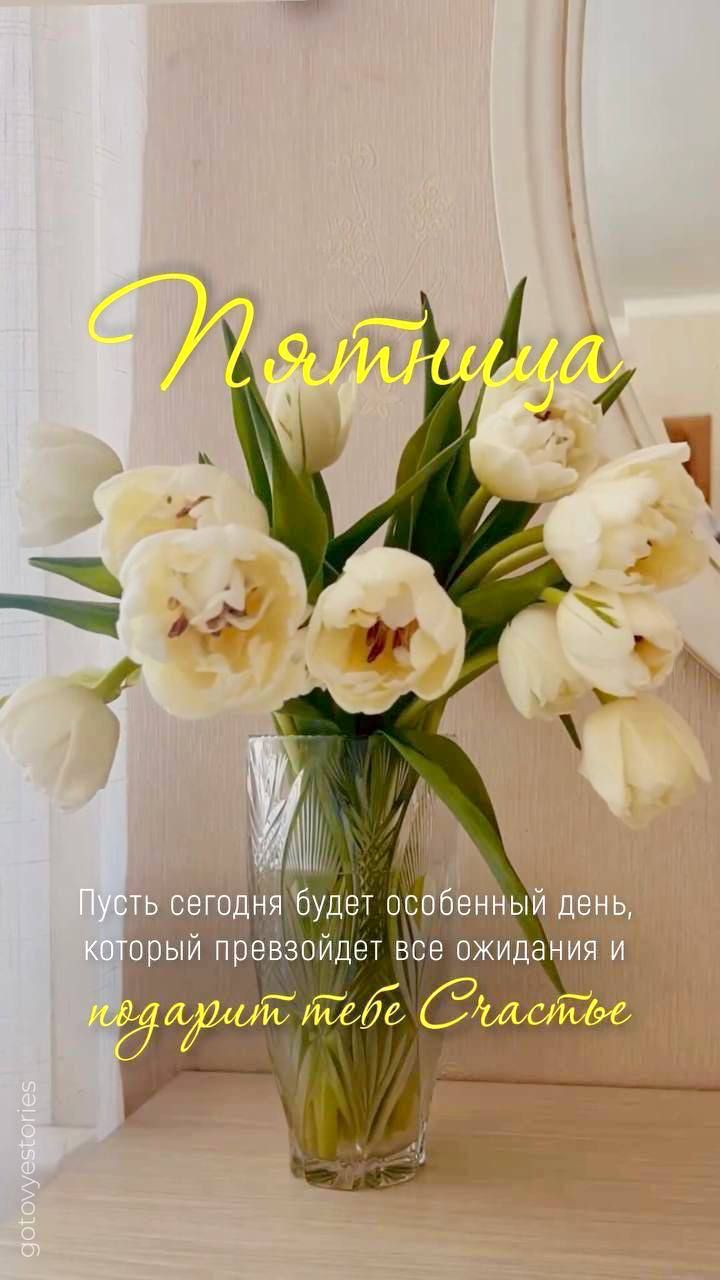 Пятница
Пусть сегодня будет особенный день, который превзойдет все ожидания и подарит тебе счастье