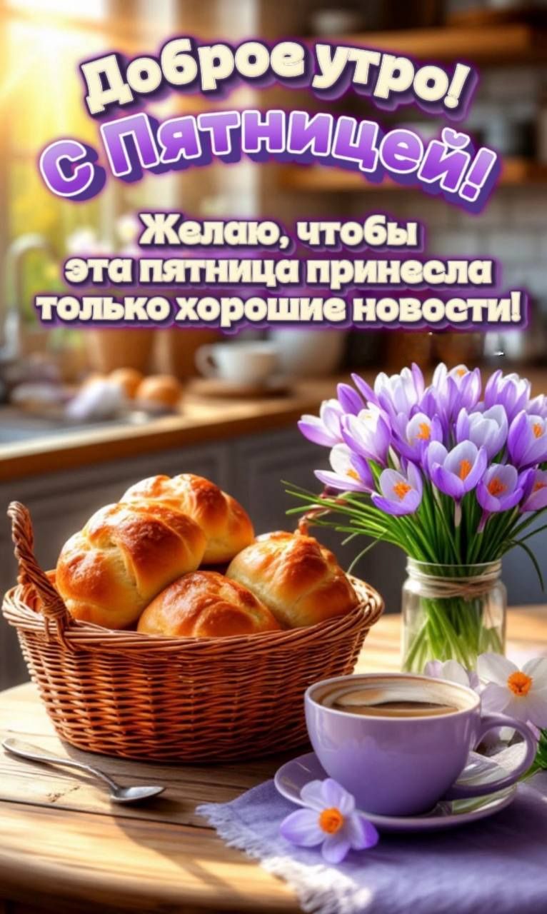 Доброе утро! С пятницей! Желаю, чтобы эта пятница принесла только хорошие новости!