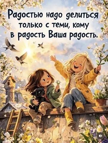 Радостью надо делиться только с теми, кому в радость Ваша радость.