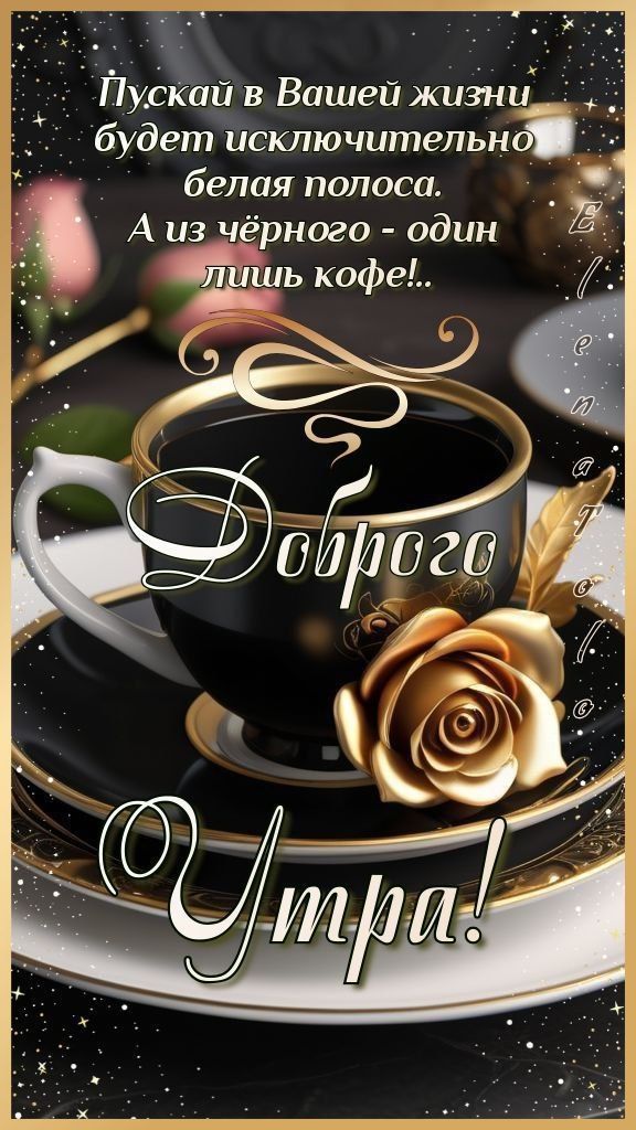 Пускай в Вашей жизни будет исключительно белая полоса. А из чёрного - один лишь кофе!.. Доброго Утра!