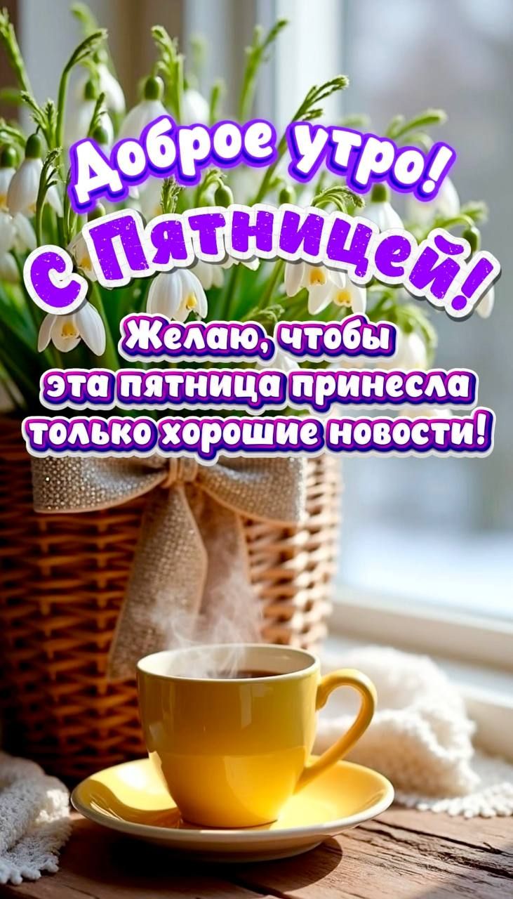 Доброе утро! С Пятницей! Желаю, чтобы эта пятница принесла только хорошие новости!