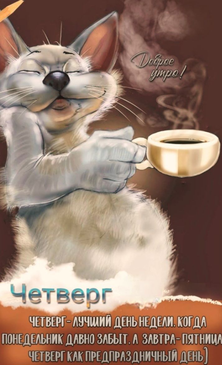 Доброе утро! Четверг. Четверг - лучший день недели. Когда понедельник давно забыт. А завтра - пятница (Четверг как предпраздничный день)
