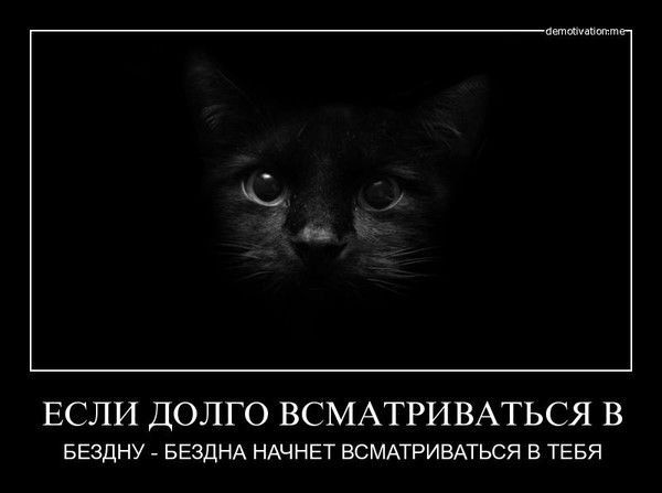 ЕСЛИ ДОЛГО ВСМАТРИВАТЬСЯ В БЕЗДНЮ - БЕЗДНА НАЧНЕТ ВСМАТРИВАТЬСЯ В ТЕБЯ