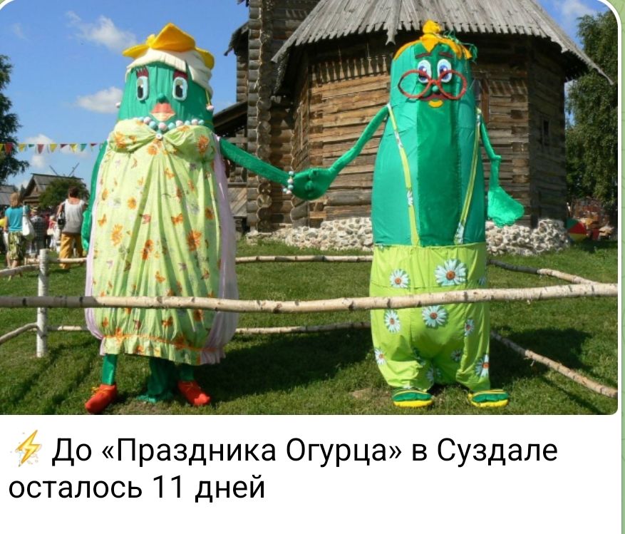 ⚡ До «Праздника Огурца» в Суздале осталось 11 дней