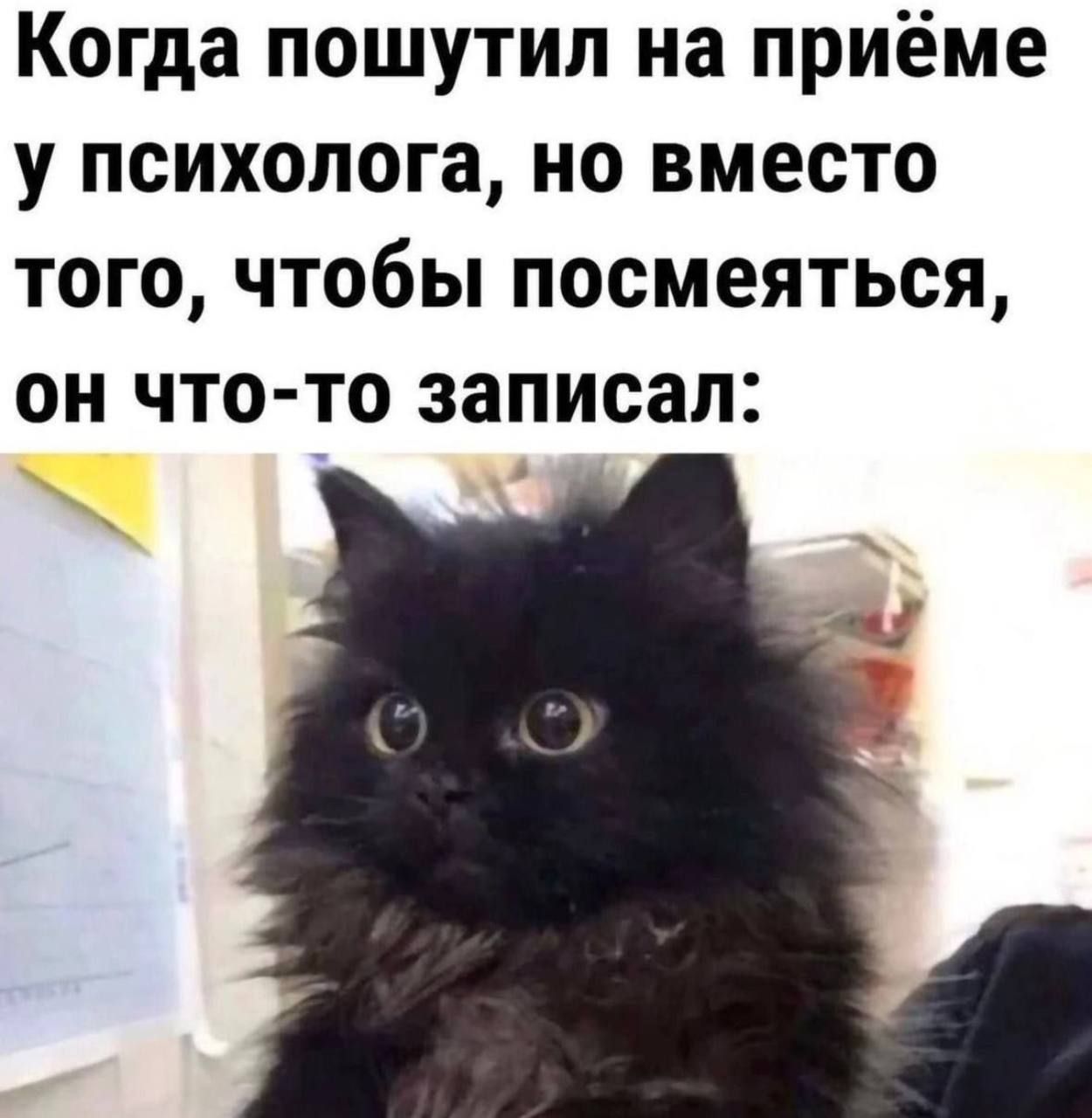 Когда пошутил на приёме у психолога, но вместо того, чтобы посмеяться, он что-то записал: