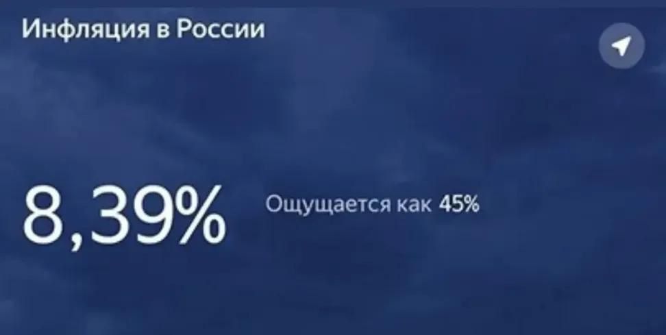 Инфляция в России
8,39%
Ощущается как 45%