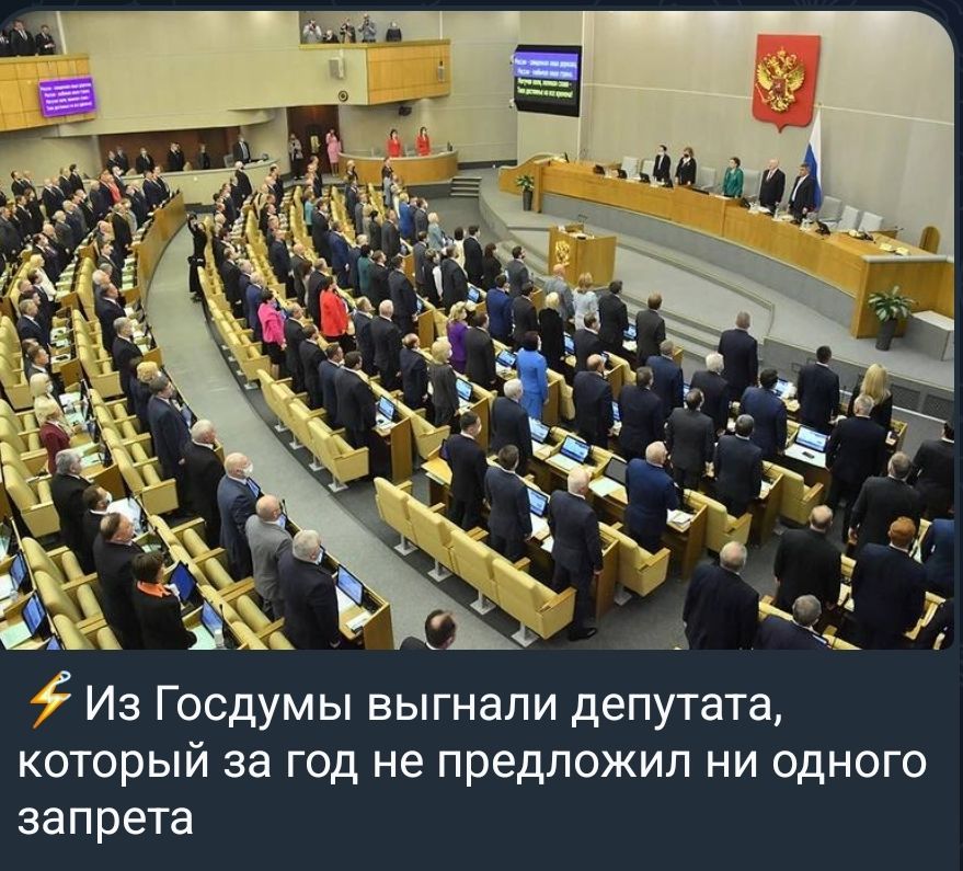 ⚡ Из Госдумы выгнали депутата, который за год не предложил ни одного запрета