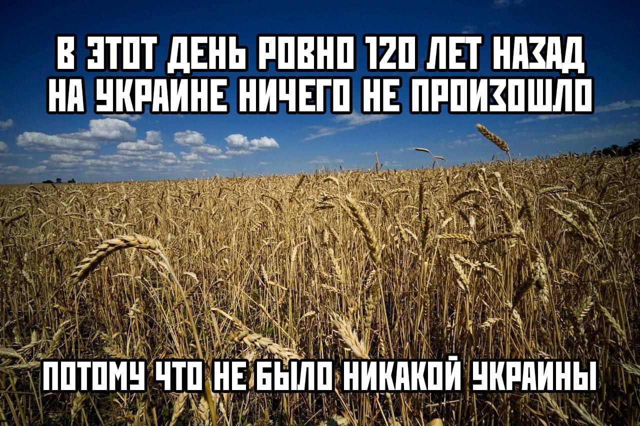 В ЭТОТ ДЕНЬ РОВНО 120 ЛЕТ НАЗАД НА УКРАИНЕ НИЧЕГО НЕ ПРОИЗОШЛО ПОТОМУ ЧТО НЕ БЫЛО НИКАКОЙ УКРАИНЫ