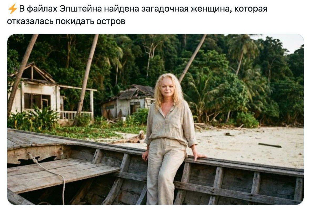 ⚡ В файлах Эшпштейна найдена загадочная женщина, которая отказалась покидать остров