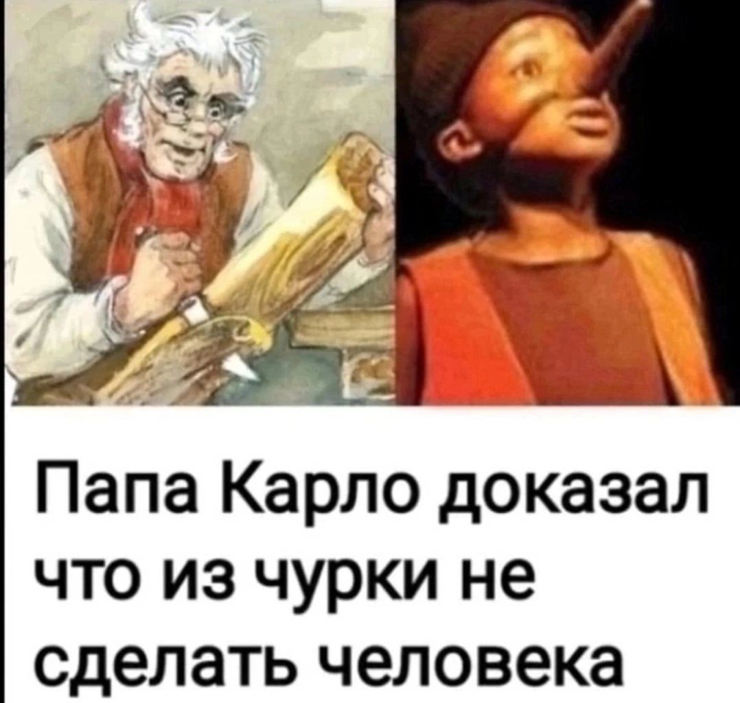 Папа Карло доказал что из чурки не сделать человека