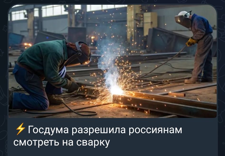 ⚡ Госдума разрешила россиянам смотреть на сварку