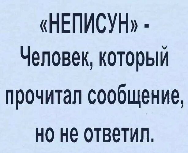 НЕПИСУН Человек который прочитап сообщение но не ответил