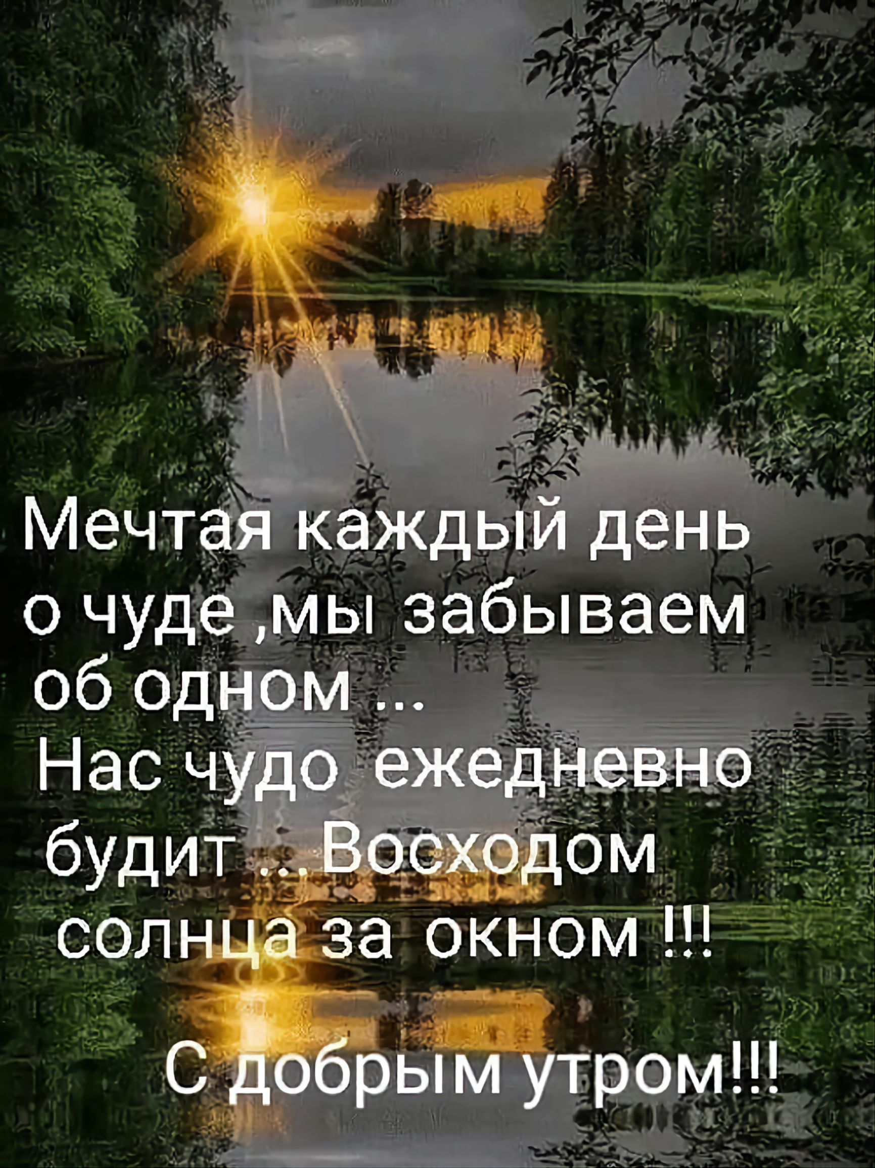 Мечтая каждый день о чуде, мы забываем об одном ... Нас чудо ежедневно будит ... Восходом солнца за окном !!! С добрым утром!!!