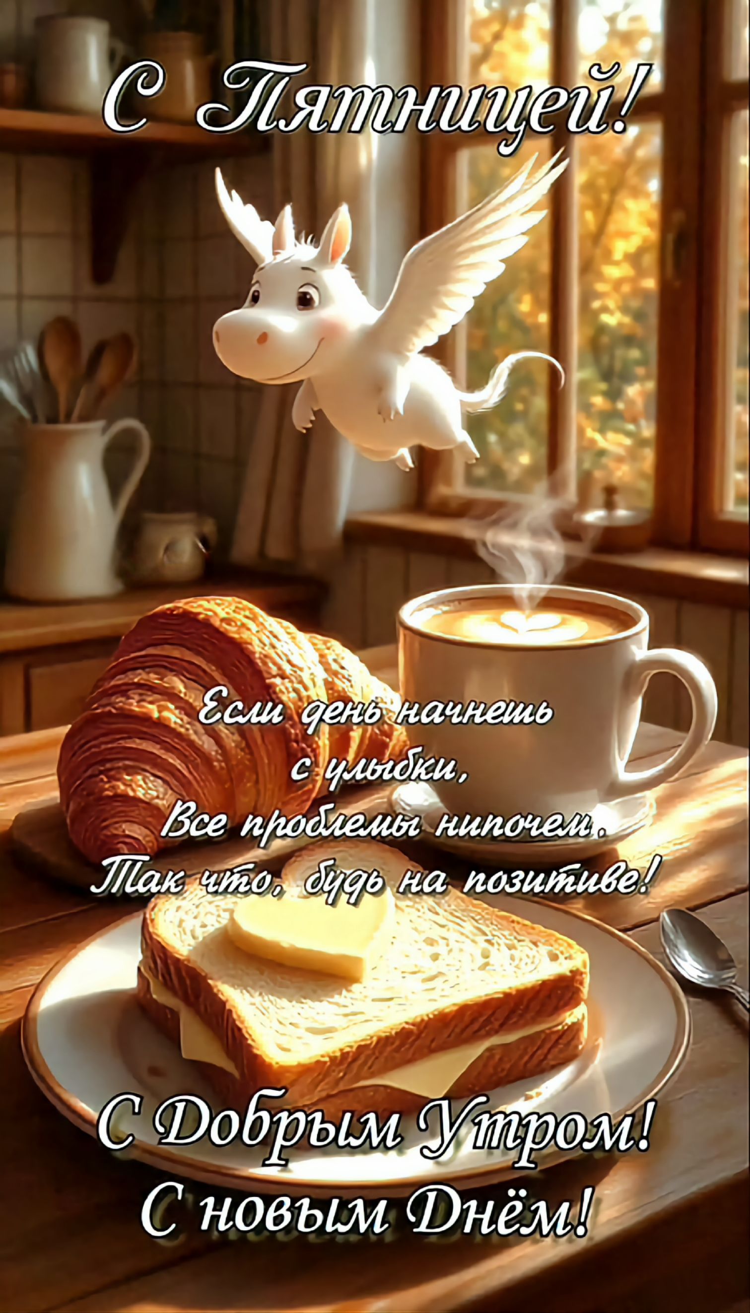С Пятницей!

Если день начнешь с улыбки,
Все проблемы ничтожны.
Так что, будь на позитиве!

С Добрым Утром!
С новым Днём!