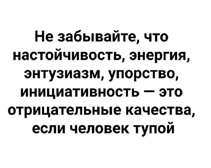 Не забывайте что настойчивость энергия энтузиазм упорство инициативность это отрицательные качества если человек тупой