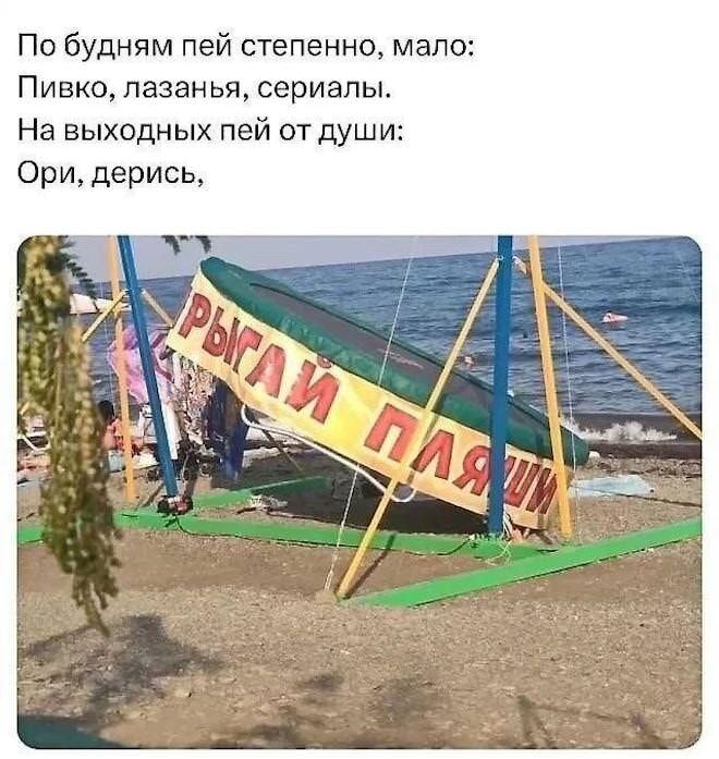 По будням пей степенно, мало: Пивко, лазанья, сериалы. На выходных пей от души: Ори, дерись, РЫГАЙ ПЛЯШИ