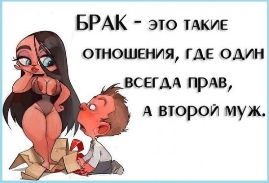 БРАК это ТАКИЕ отношения гдЕ один ВСЕГДА ПРАВ А второй муж