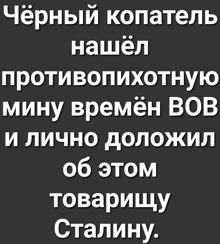 Чёрный копатель нашёл противопихотную мину времён ВОВ и лично доложил об этом товарищу Сталину