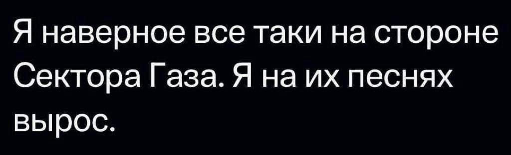 Я наверное все таки на стороне Сектора Газа Я на их песнях вырос