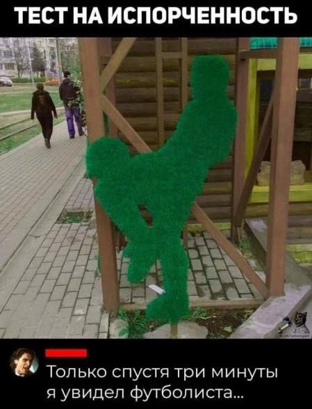 ТЕСТ НА ИСПОРЧЕННОСТ
Только спустя три минуты я увидел футболиста...
