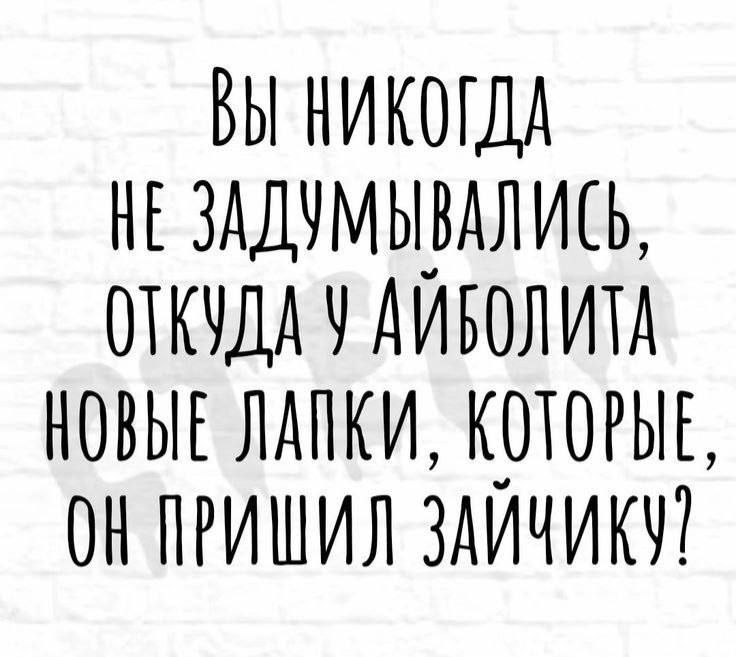 ВЫ НИКОГДА НЕ ЗАДУМЫВАЛИСЬ, ОТКУДА У АЙБОЛИТА НОВЫЕ ЛАПКИ, КОТОРЫЕ, ОН ПРИШИЛ ЗАЙЧИКУ?