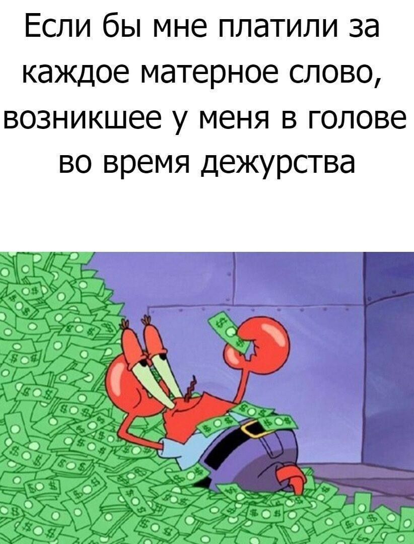 Если бы мне платили за каждое матерное слово, возникшее у меня в голове во время дежурства
