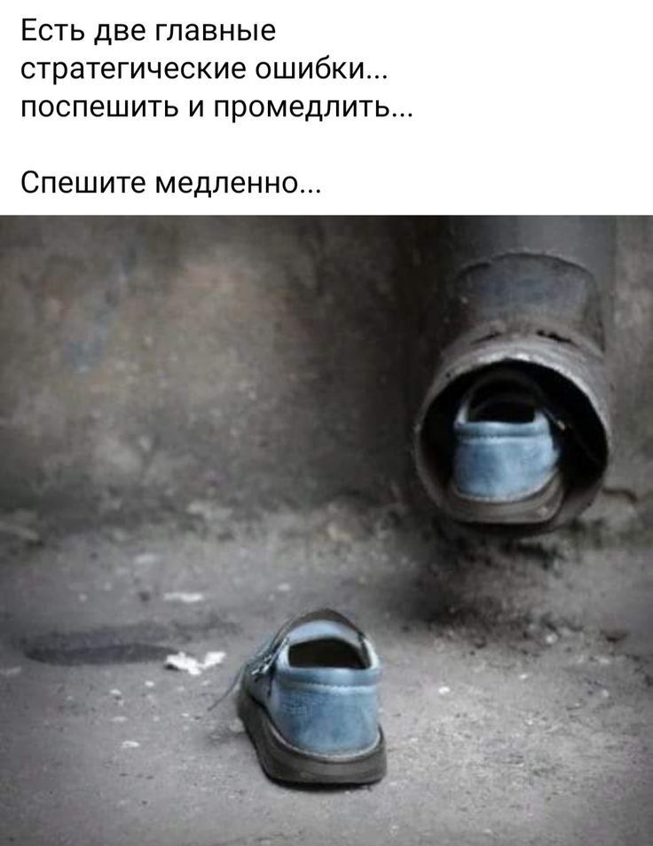 Есть две главные стратегические ошибки ПОСПЕШИТЬ И промедпить пешите медленно