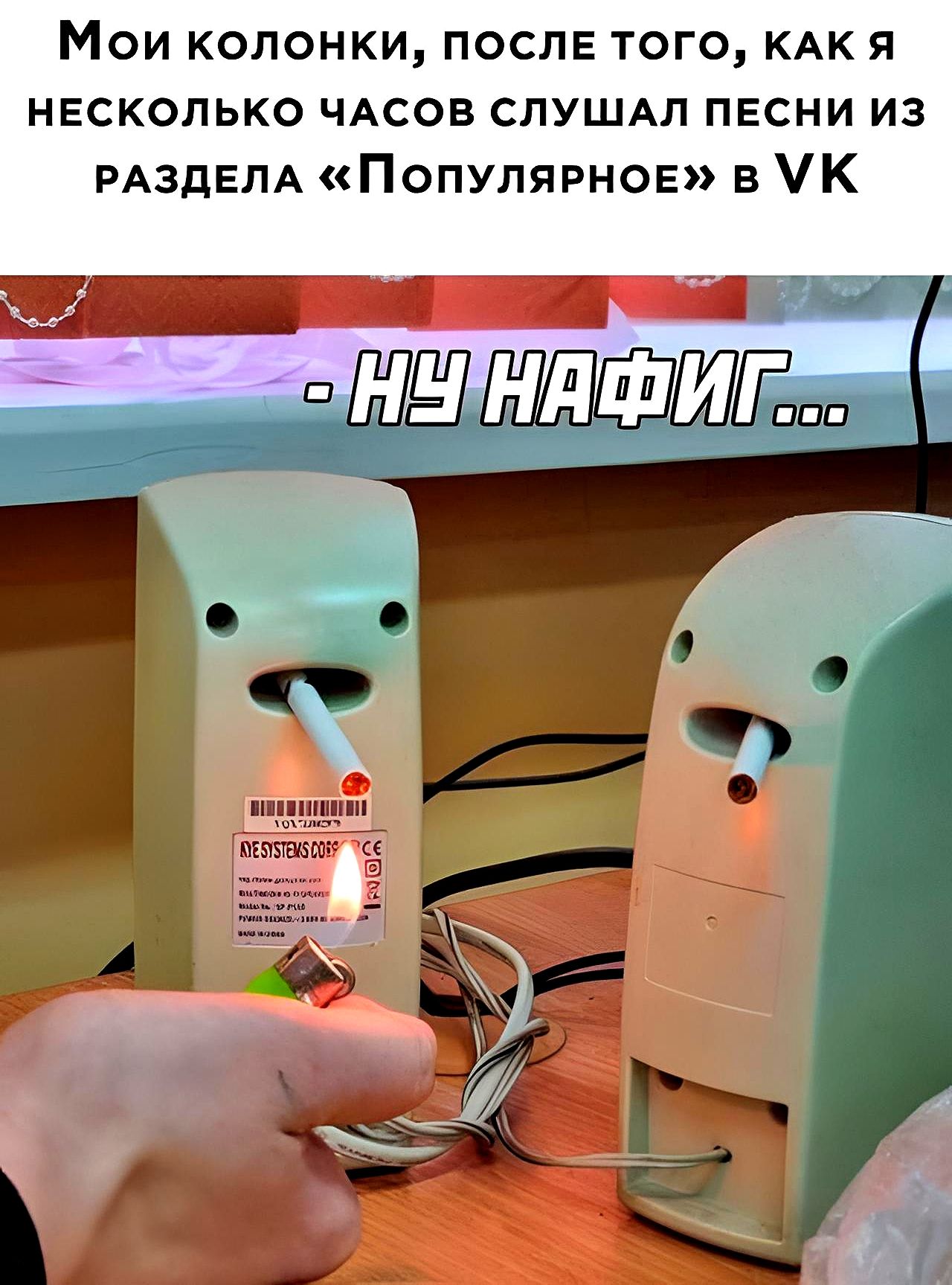 Мои колонки после того КАК я несколько ЧАсов СПУШАЛ ПЕСНИ из РАЗДЕЛА Популярное в К