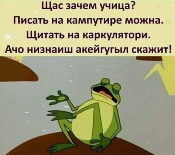 Щас зачем учица Писать на кампутире можна Щитать на каркулятори Ачо низнаиш акейгугыл скажит т