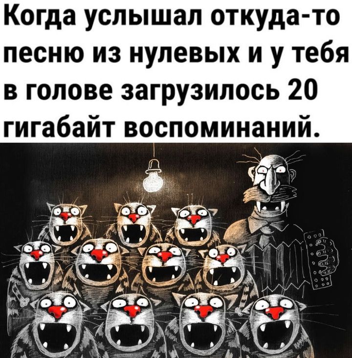 Когда услышал откуда-то песню из нулевых и у тебя в голове загрузилось 20 гигабайт воспоминаний.