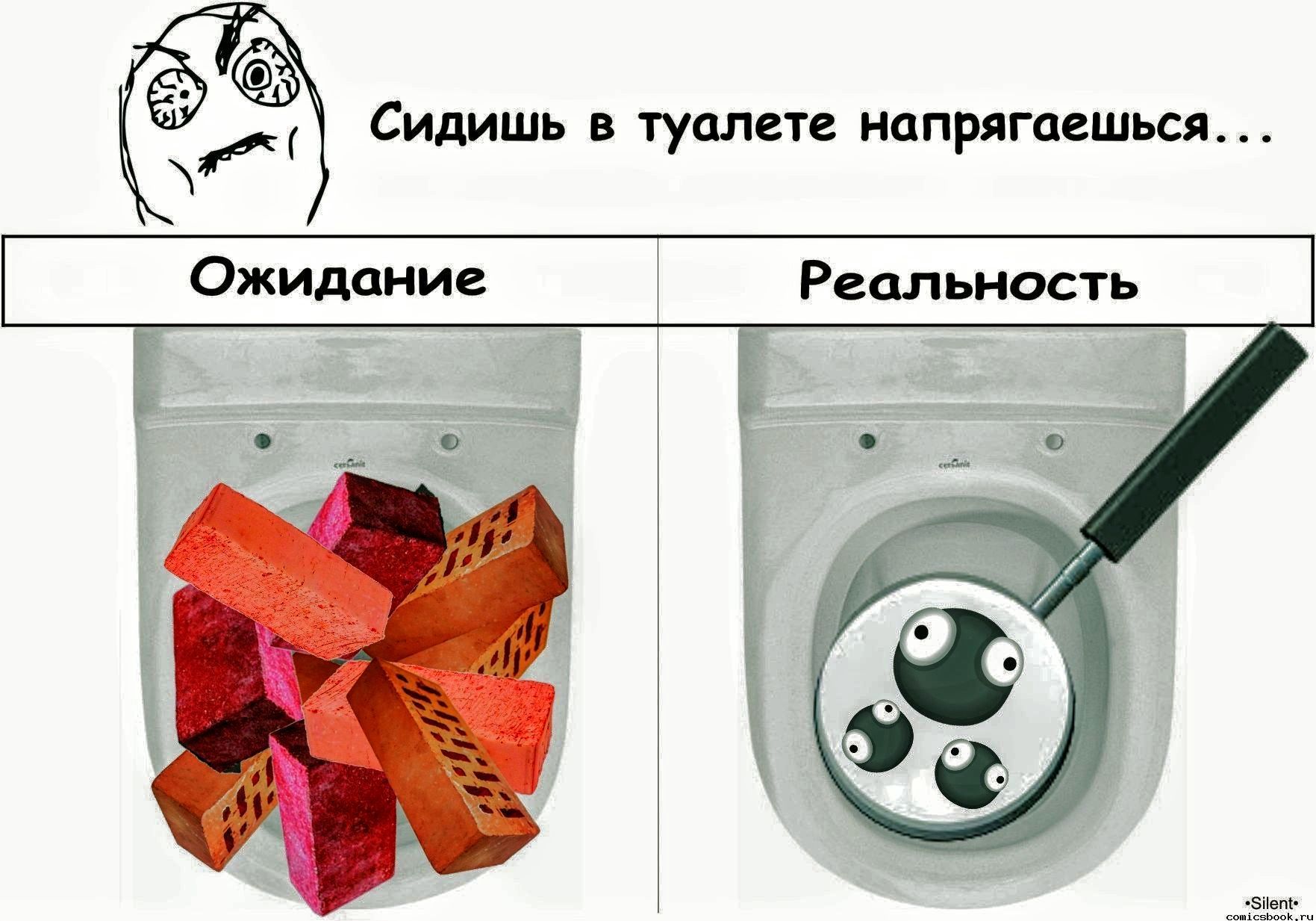 Сидишь в туалете напрягаясь...
Ожидание
Реальность