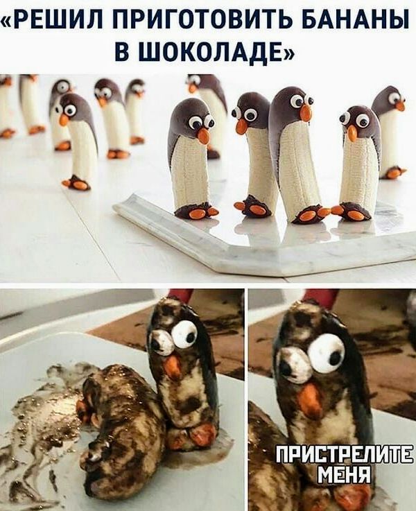 «РЕШИЛ ПРИГОТОВИТЬ БАНАНЫ В ШОКОЛАДЕ» 
ПРИСТРЕЛИТЕ МЕНЯ