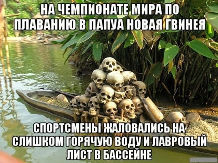 НА ЧЕМПИОНАТЕ МИРА ПО ПЛАВАНИЮ В ПАПУА НОВАЯ ГВИНЕЯ СПОРТСМЕНЫ ЖАЛОВАЛИСЬ НА СЛИШКОМ ГОРЯЧУЮ ВОДУ И ЛАВРОВЫЙ ЛИСТ В БАССЕЙНЕ