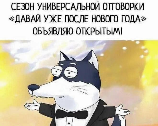 СЕЗОН УНИВЕРСАЛЬНОЙ ОТГОВОРКИ «ДАВАЙ УЖЕ ПОСЛЕ НОВОГО ГОДА» ОБЪЯВЛЯЮ ОТКРЫТЫМ!