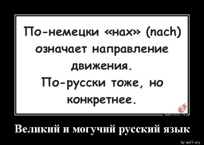 Понемецки нах пасЬ ОЗНЦЧЦВТ направление движения По русски тоже но конкретнее Великий и могучий русский язык