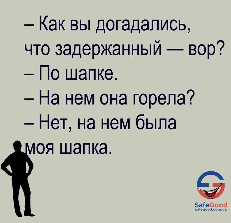 Как вы догадались что задержанный вор По шапке На нем она горела Нет на нем была оя шапка Ба