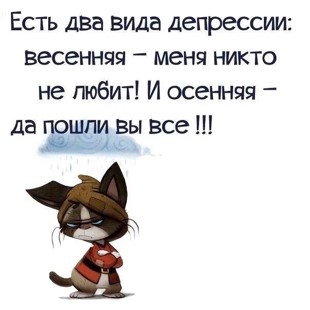 Есть два вида депрессии весенняя меня никто не любит И осенняя да по ли вы все