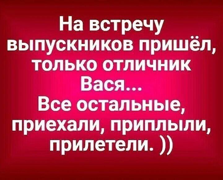 На встречу выпускников пришёл только отличник Вася Все остальные приехали приплыли прилетели