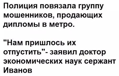 Полицияповязапагруппу мошенников продающих дипломьпвметрц Нам пришлось их отпустить заявил доктор экономических наук сержант Иванов