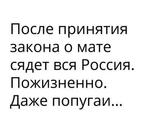 После принятия закона о мате сядет вся Россия Пожизненно Даже попугаи