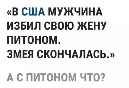 В США МУЖЧИНА ИЗБИЛ СВОЮ ЖЕНУ ПИТОНОМ ЗМЕЯ СКОНЧАЛАСЬ А С ПИТОНОМ ЧТОо