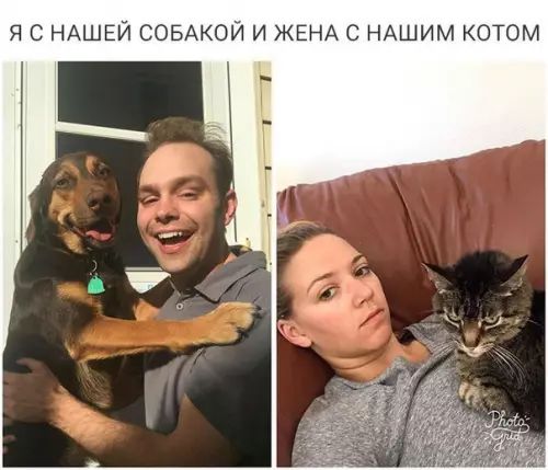 Я С НАШЕЙ СОБАКОЙ И ЖЕНА С НАШИМ КОТОМ