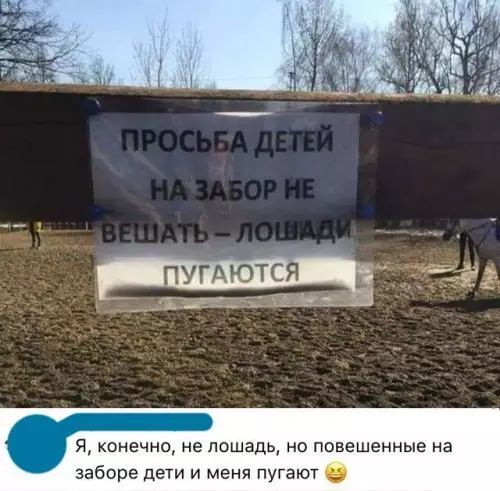 Я конечно не лошадь но повешенные на заборе дети и меня пугают