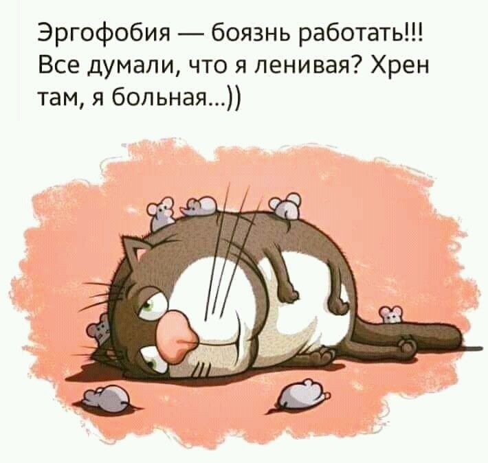 Эргофобия — боязнь работать!!! Все думали, что я ленивая? Хрен там, я больная...))